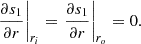 $$ \begin{aligned}&\left. \frac{\partial s_1}{\partial r} \right|_{r_i}=\left. \frac{\partial s_1}{\partial r} \right|_{r_o}=0. \end{aligned} $$