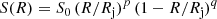 $$ \begin{aligned} S(R) = S_0\, (R/R_{\rm j})^p\, (1-R/R_{\rm j})^q \end{aligned} $$