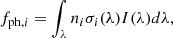 $$ \begin{aligned} f_{\mathrm{ph} ,i}=\int _{\lambda }n_{i}\sigma _{i}(\lambda )I(\lambda )d\lambda , \end{aligned} $$