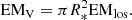 $$ \begin{aligned} \mathrm{EM}_{\rm V} = \pi R_*^2 \mathrm{EM}_{\rm los}. \end{aligned} $$