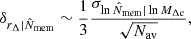 $$ \begin{aligned} \delta _{r_\Delta | \hat{N}_{\rm mem} } \sim \frac{1}{3} \frac{ \sigma _{ \ln \hat{N}_{\rm mem} | \ln M_{\Delta \mathrm{c}} } }{ \sqrt{N_{\rm av}} } , \end{aligned} $$
