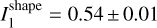 $I_1^{{\rm{shape }}} = 0.54 \pm 0.01$