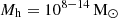 $ {M_\mathrm{{h}}} = 10^{8{-}14} \, \mathrm{{M}_\mathrm{{\odot}}} $