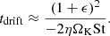 $$ \begin{aligned} t_{\rm drift} \approx \frac{(1+\epsilon )^2}{-2\eta \Omega _{\rm K}\mathrm{St}}. \end{aligned} $$