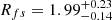 $ R_{fs}={1.99}_{-0.14}^{+0.23} $