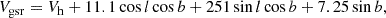 $$ \begin{aligned} V_{\rm gsr} = V_{\rm h} + 11.1\cos {l}\cos {b} + 251\sin {l}\cos {b} + 7.25\sin {b}, \end{aligned} $$