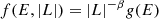 $$ \begin{aligned} f(E, |L|) = |L|^{-\beta } g(E) \end{aligned} $$