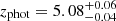 $ z_{\mathrm{phot}}=5.08_{-0.04}^{+0.06} $