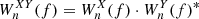$ W_{n}^{XY}(f)=W_{n}^{X}(f)\cdot W_{n}^{Y}(f)^* $