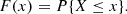 $$ \begin{aligned} F(x) = P\{X\le x\}. \end{aligned} $$