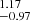 $ ^{1.17}_{-0.97} $