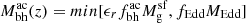 $ {M_{\text{bh}}^{\text{ac}}}(z) = min[\epsilon_r {f_{\text{bh}}^{\text{ac}}}M_{\mathrm{g}}^{\mathrm{sf}}, {f_{\text{Edd}}}{M_{\text{Edd}}}] $