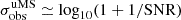 $ \sigma_{\mathrm{obs}}^{\mathrm{uMS}}\simeq \log_{10}(1+1/\mathrm{SNR}) $