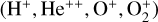$\left(\nolbrace \frame{\frame{\frame{\text{H}}^ + },\frame{\text{H}}\frame{\frame{\text{e}}^\frame{ + + }},\frame{\frame{\text{O}}^ + },\frame{\text{O}}_2^ + } \norbrace\right)$