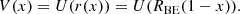 $$ \begin{aligned} V(x) = U(r(x)) = U(R_{\mathrm{BE}}(1-x)). \end{aligned} $$