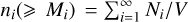 ${n_i}\left( {{M_i}} \right) = \mathop \sum \limits_{i = 1}^\infty {N_i}/V$