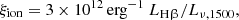 $$ \xi _{{\textrm {ion}}} = 3 \times 10^{12}\,{\textrm {erg}}^{-1}\ L_{{\mathrm {H}{\upbeta }}}/L_{\nu ,1500}, $$