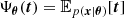 $ \Psi _{{\boldsymbol {\theta }}}({\boldsymbol {t}})={\mathbb {E}}_{p({\boldsymbol {x}}|{\boldsymbol {\theta }})}[{\boldsymbol {t}}] $