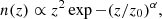 $$ n(z) \propto z^2 \exp {-(z/z_0)^{\alpha }}, $$