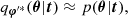 $$ q_{{\boldsymbol {\varphi }}^{\prime \ast }}({\boldsymbol {\theta }} | {\boldsymbol {t}}) \approx p({\boldsymbol {\theta }} | {\boldsymbol {t}}), $$