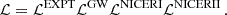 $$ \begin{aligned} \mathcal{L} = \mathcal{L} ^\mathrm{EXPT} \mathcal{L} ^\mathrm{GW} \mathcal{L} ^\mathrm{NICER I} \mathcal{L} ^\mathrm{NICER II}\,. \end{aligned} $$