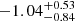 $ -1.04_{-0.84}^{+0.53} $