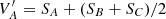 $ V^{\prime }_A = S_A + (S_B + S_C)/2 $