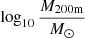 $ \log _{10} \frac {M_{\rm 200m}}{M_\odot } $