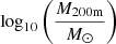 $ \log _{10} \left (\frac {M_{\rm 200m}}{M_\odot } \right ) $