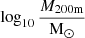 $ \log _{10} \frac {M_{\rm 200m}}{{\rm M}_\odot } $