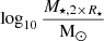 $ \log _{10} \frac {M_{\star , {\lt }2\times R_\star }}{{\rm M}_\odot } $
