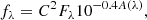 $$ \begin{aligned} f_{\lambda }=C^{2} F_{\lambda } 10^{-0.4 A(\lambda )}, \\ \end{aligned} $$