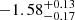 $ -1.58_{-0.17}^{+0.13} $