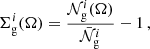$$ \begin{aligned} \Sigma _{\rm g}^i (\Omega ) = {\mathcal{N} ^i_{\rm g}(\Omega )\over \bar{\mathcal{N} }^i_{\rm g}}-1\,, \end{aligned} $$