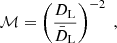 $$ \begin{aligned} {\mathcal{M} }=\left( \frac{D_{\rm L}}{\bar{D}_{\rm L}}\right)^{-2}\;, \end{aligned} $$