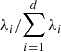 $ {\lambda _i}/{\sum _{i=1}^{d}\lambda _i} $