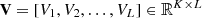$ {\textbf{V}}=[V_1,V_2, \ldots ,V_L]\in {\mathbb {R}}^{K\times L} $