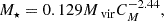 $$ \begin{aligned} M_{\star } = 0.129M_\text{ vir} C_M^{-2.44}, \end{aligned} $$