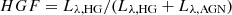 $ HGF=L_{\lambda, \rm HG} / (L_{\lambda, \rm HG} + L_{\lambda, \rm AGN}) $
