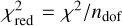 $\chi^2_\mathrm{red} = \chi^2/n_\mathrm{dof}$
