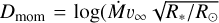 $D_\mathrm{mom} = \log (\dot{M} \varv_{\infty} \sqrt{R_*/R_\odot}$