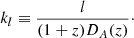 $$ \begin{aligned} k_l \equiv \frac{ l }{ (1+z)D_A(z) }\cdot \end{aligned} $$