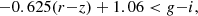 $$ \begin{aligned}&{-}0.625(r{-}z)+1.06 < g{-}i, \end{aligned} $$