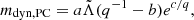 $$ m_{\rm dyn, PC} = a {\tilde {\Lambda }} (q^{-1} - b) e^{c/q}, $$