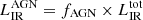 $ L^{\mathrm{AGN}}_{\mathrm{IR}}=f_{\mathrm{AGN}} \times L^{\mathrm{tot}}_{\mathrm{IR}} $