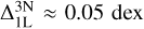 $\Delta^\mathrm{3N}_\mathrm{1L}\approx0.05~\dex$
