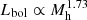 $ L_{\mathrm{bol}} \propto M_{\mathrm{h}}^{1.73} $