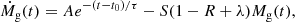 $$ \begin{aligned} \dot{M}_{\rm g}(t)= A e^{-(t-t_0)/\tau }-S(1-R+\lambda ) M_{\rm g}(t), \end{aligned} $$