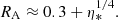 $$ R_{{\textrm {A}}} \approx 0.3 + \eta _{\ast }^{1/4}. $$