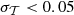 $ \sigma _{{\cal {{T}}}}\lt 0.05 $